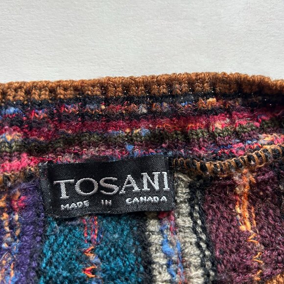Tosani Multi coloured "Coogi" style 3d Knit sweater, Mens Small - Picture 4 of 7